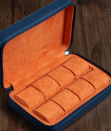 Étui pour 8 Montres Zip Box Navy/Orange