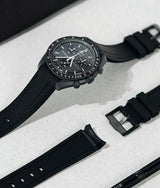Bracelet Silicone Gaufré Noir/Noir pour MoonSwatch