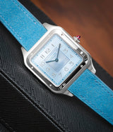 Bracelet Alcantara Bleu Ciel pour Cartier Santos-Dumont