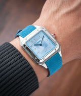 Bracelet Alcantara Bleu Ciel pour Cartier Santos-Dumont