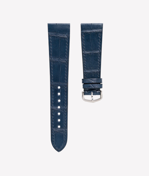 Bracelet Alligator Bleu Marine Mat pour Cartier Santos-Dumont