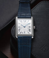 Bracelet Alligator Bleu Marine Mat pour Cartier Tank