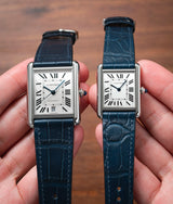 Bracelet Alligator Bleu Marine Mat pour Cartier Tank