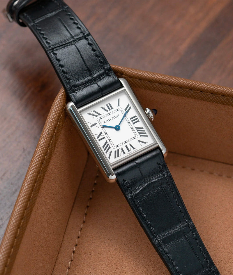 Bracelet Alligator Noir Mat pour Cartier Tank