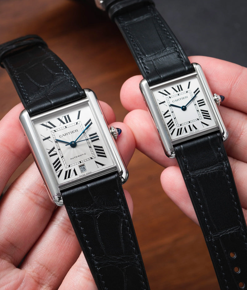 Bracelet Cartier Montre Tank Homme Bracelet Alligator Noir Mat