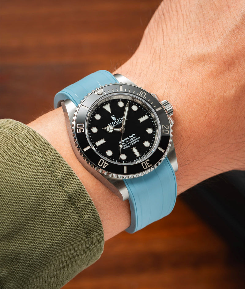 Bracelet Caoutchouc CTS Bleu Ciel pour Rolex Submariner 41mm