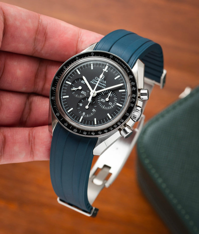 Bracelet Caoutchouc CTS Bleu Marine pour Omega Speedmaster