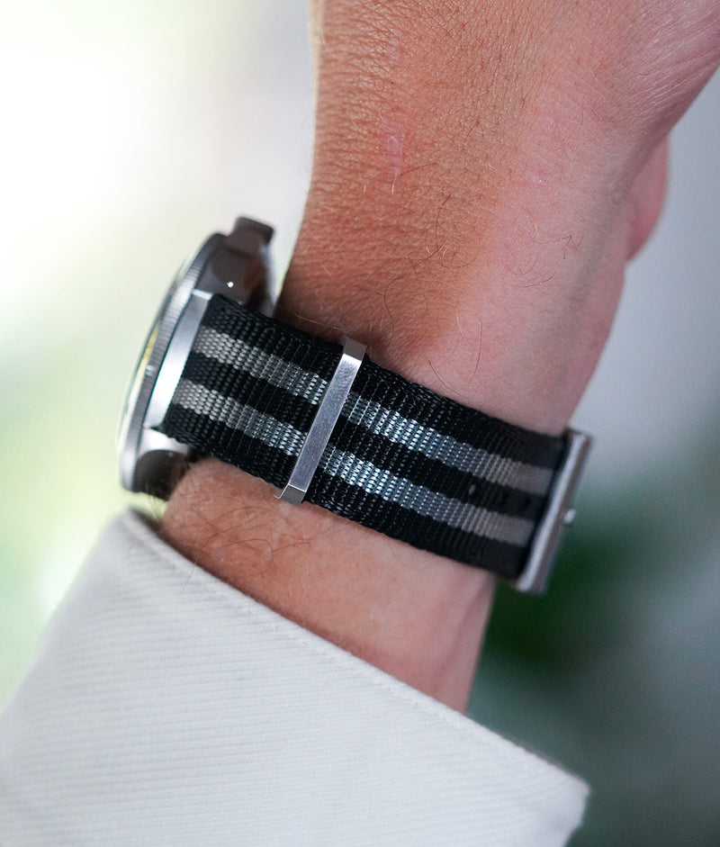 Smooth Bond NATO Strap Black/Grey 20 & 22mm LE PETIT