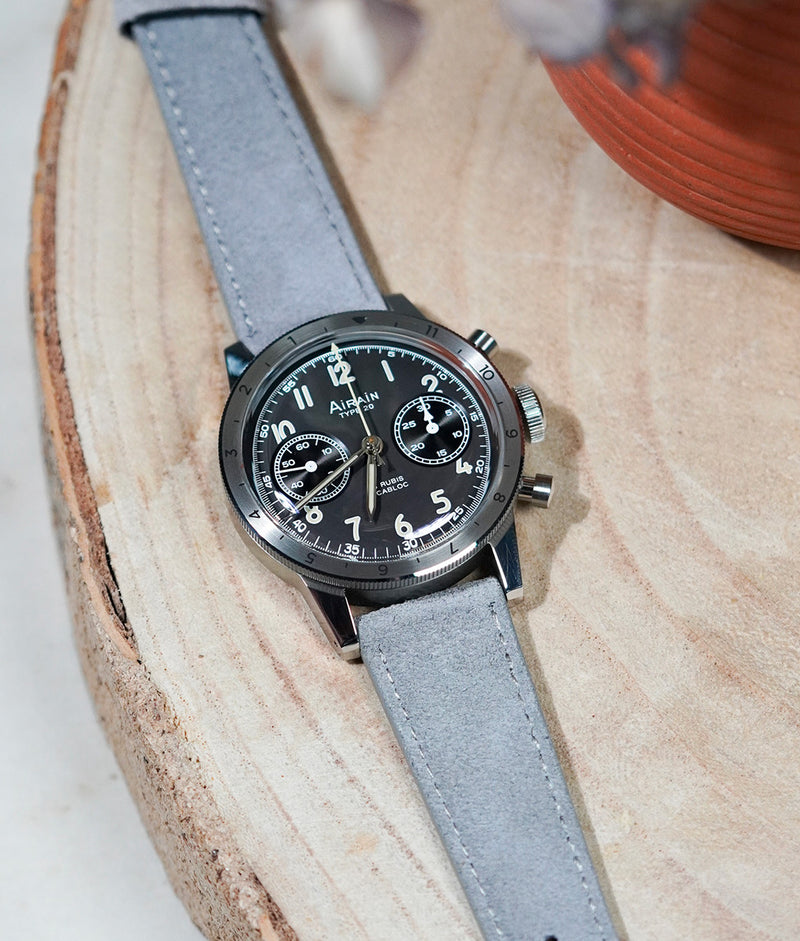 Light Gray Nubuck Leather Strap