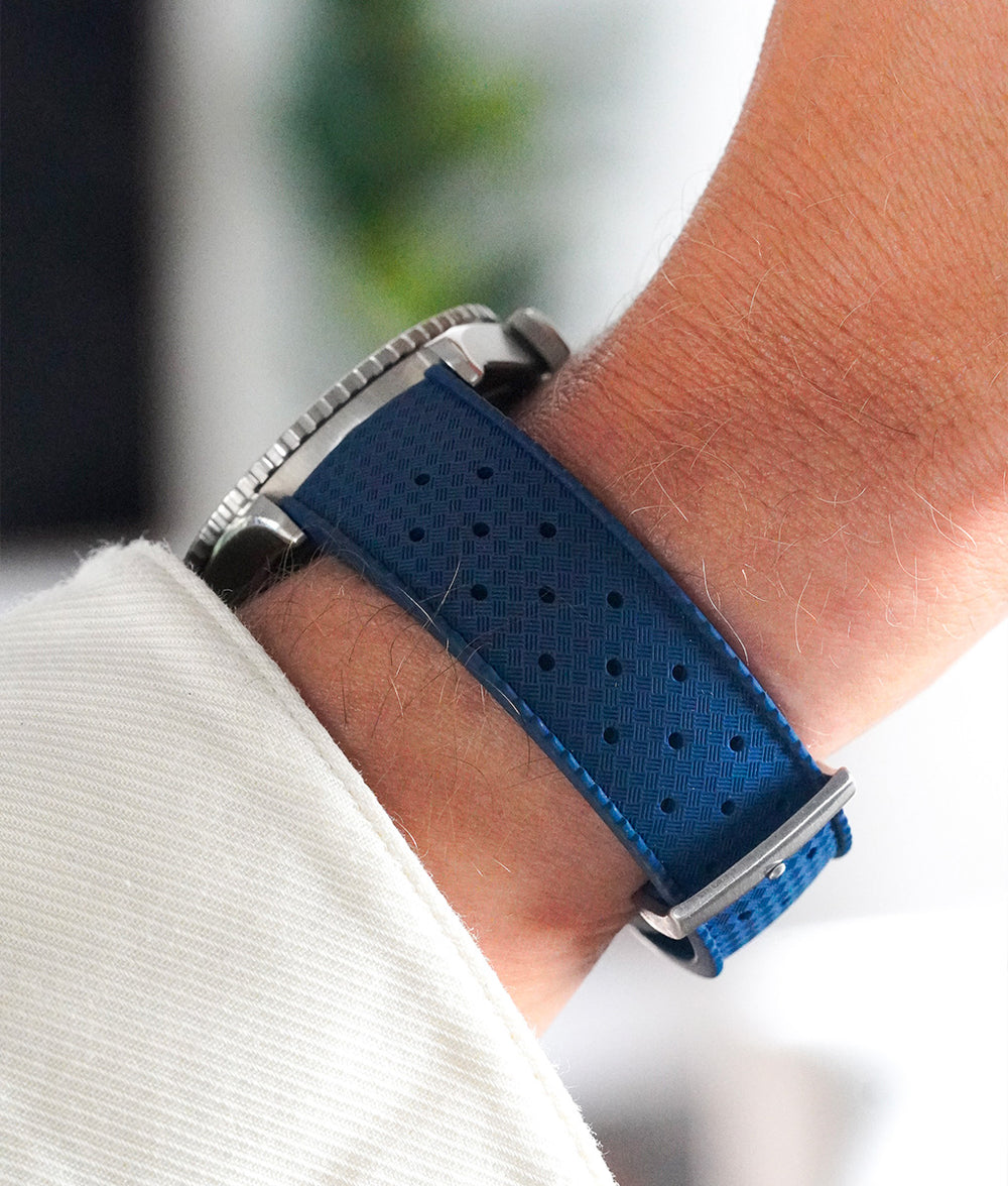 Bracelet Tropic Bleu Marine Caoutchouc FKM (18, 20 22mm) LE