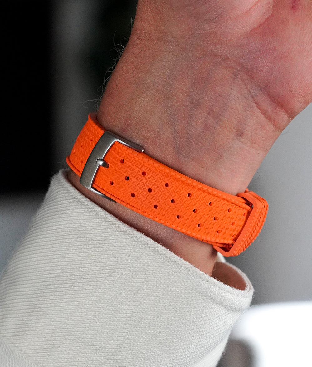 Bracelet De Montre En Cuir Véritable Orange - Largeur 14mm - Neuf Avec étiquettes