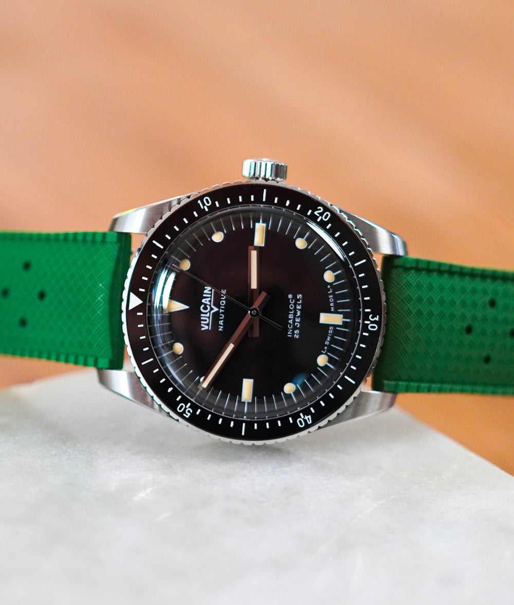 Bracelet Caoutchouc 22mm Vert Militaire Pour Montre - Compatible Seiko, Citizen, Modèles Plongée