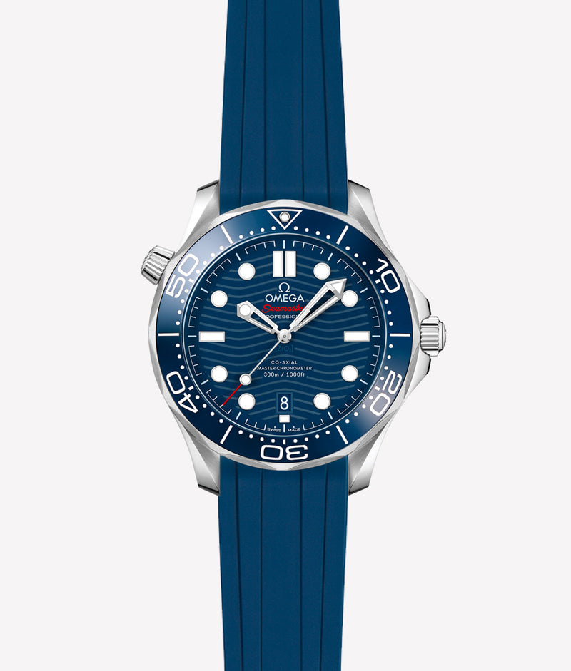 Bracelet Caoutchouc FKM CurveFit Bleu pour Omega Seamaster 300M