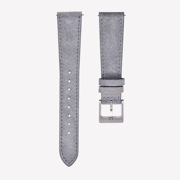 Bracelet De Montre En Cuir Véritable Mohawk Gris Clair - 20/16 Mm, Coutures Vintage, Neuf Sans étiquette