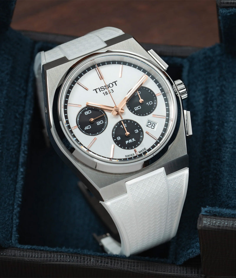 Bracelet Caoutchouc CTS Blanc pour Tissot PRX Chronograph