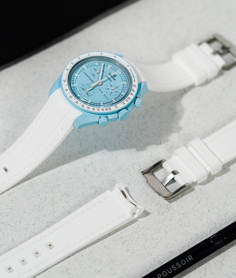 Bracelet Silicone Gaufré Blanc pour MoonSwatch