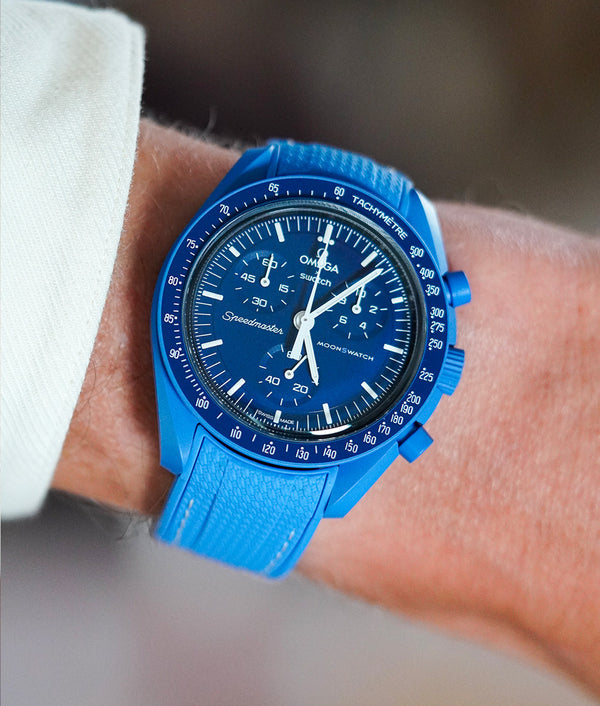 Bracelet Silicone Gaufré Bleu pour MoonSwatch