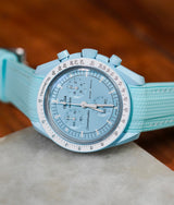 Bracelet Silicone Gaufré Bleu Ciel pour MoonSwatch