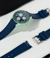 Bracelet Silicone Gaufré Bleu Marine pour MoonSwatch