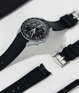 Bracelet Silicone Gaufré Noir pour MoonSwatch