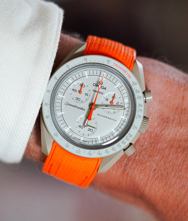 Bracelet Silicone Gaufré Orange pour MoonSwatch