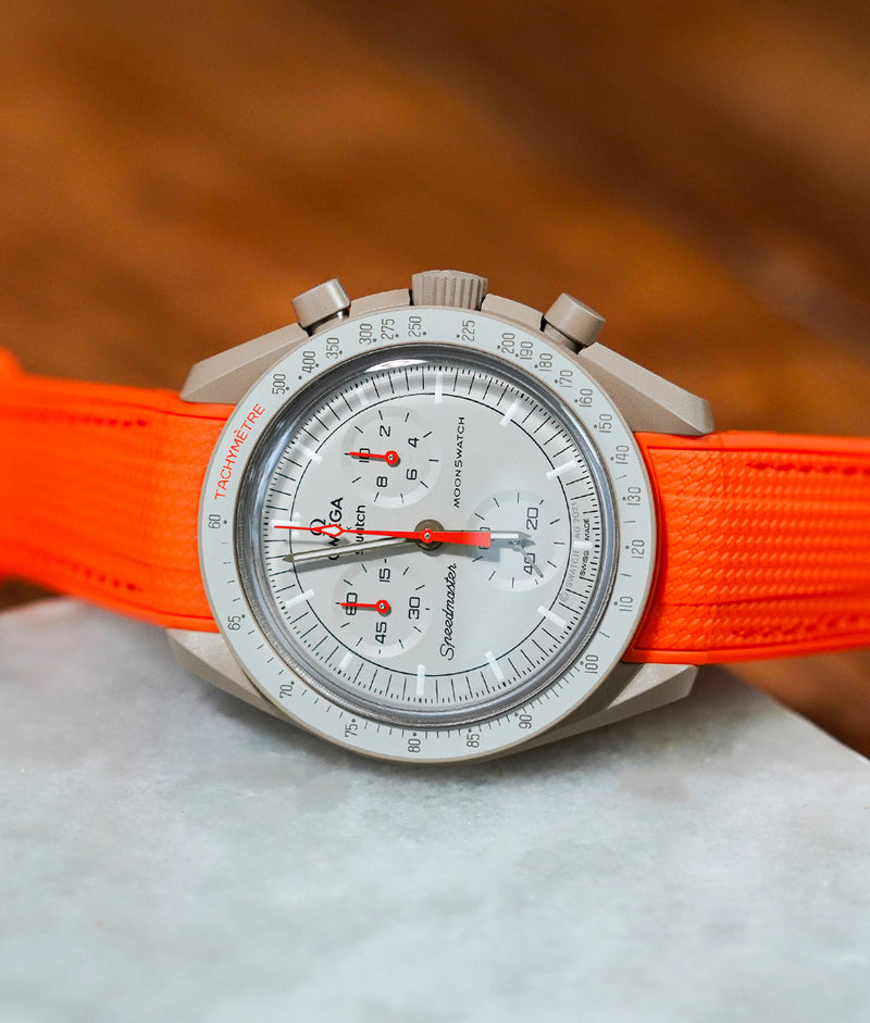 Bracelet Silicone Gaufré Orange pour MoonSwatch