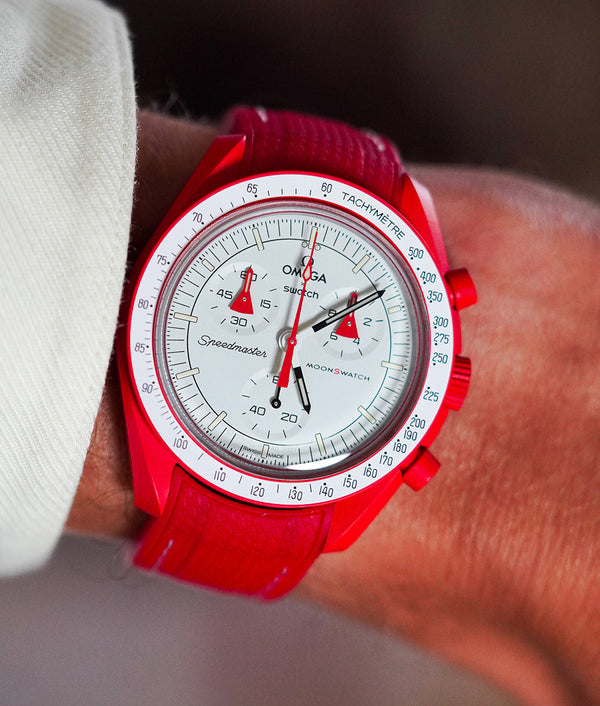 Bracelet Silicone Gaufré Rouge pour MoonSwatch