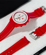 Bracelet Silicone Gaufré Rouge pour MoonSwatch