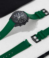 Bracelet Silicone Gaufré Vert/Noir pour MoonSwatch