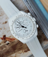 Bracelet Silicone Blanc/Noir pour MoonSwatch